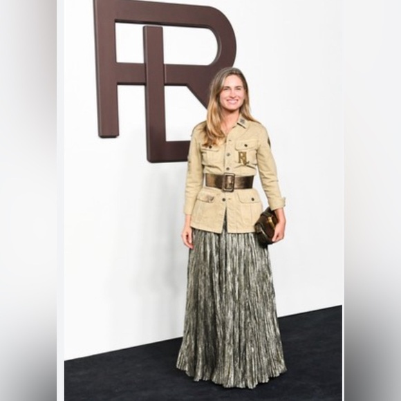 Ralph Lauren Collection Purple Label Metallic Maxi Skirt Pleated Formal Crinkle - Picture 9 of 15